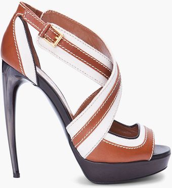  Hazelnut White Cone Heels 