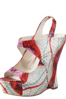 Alice + Olivia Snakeprint Wedge Sandal - Lyst