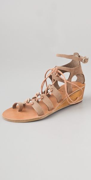 Ancient Greek Sandals Kiveli Lace Up Wedge Sandals in Brown (taupe ...