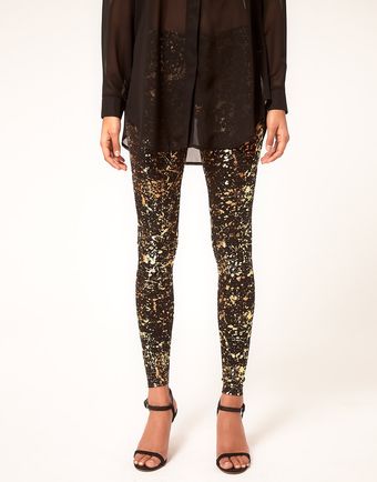   Legging with Metallic Paint Splatter 