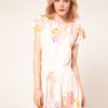 Asos Collection Skater Dress With Floral Border Print in Beige (cream) - Lyst