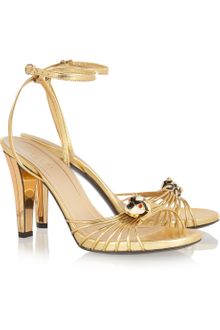 Gucci Metallic Leather Sandals - Lyst