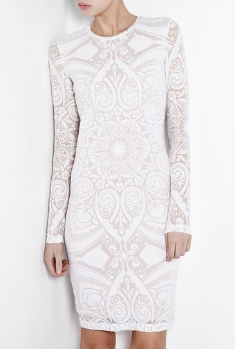  Long Sleeve Devoré Dress 
