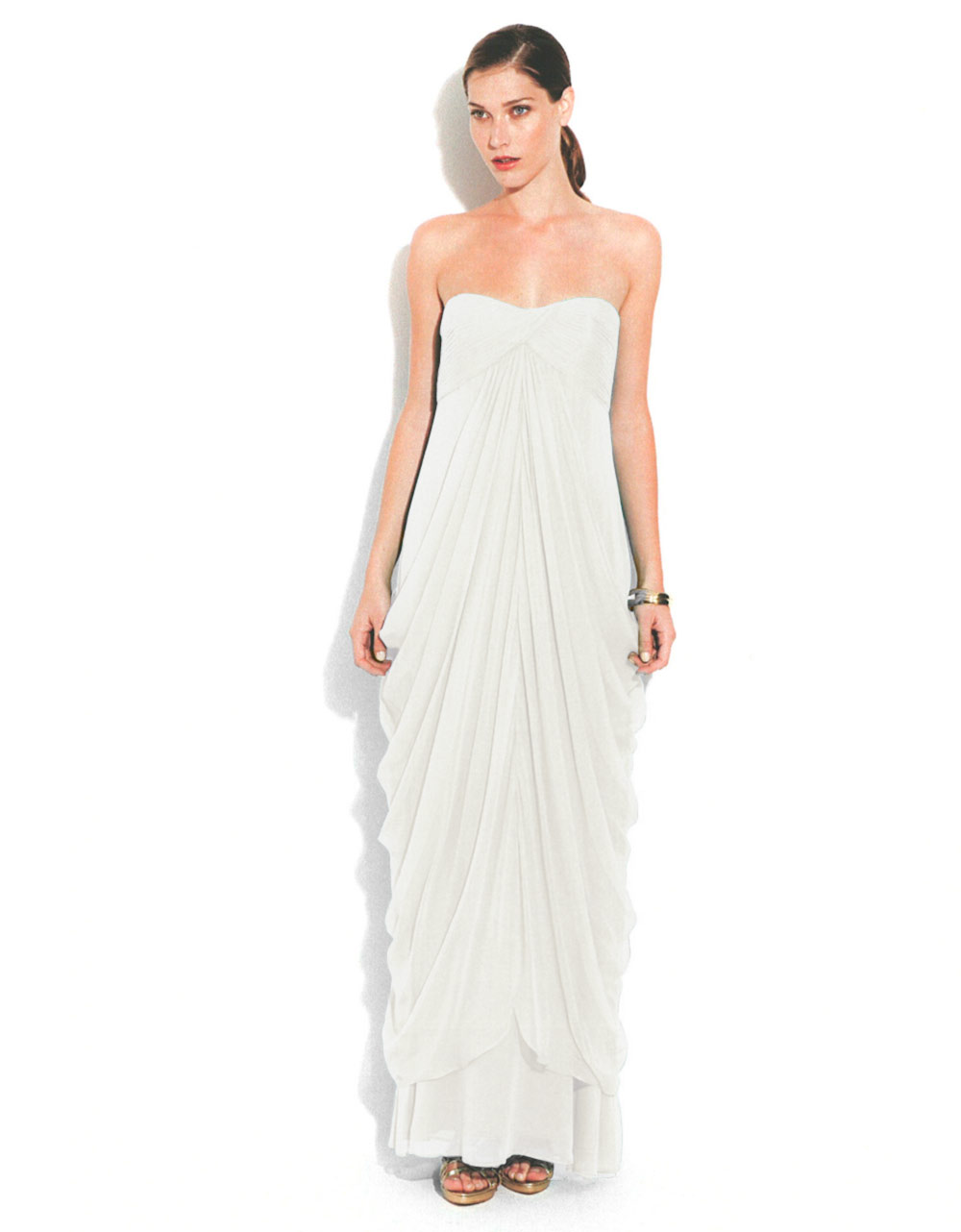 laundry by shelli segal pleated marble gown