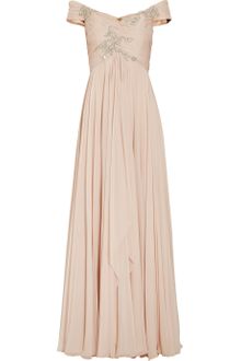 Marchesa Offtheshoulder Embellished Silkchiffon Gown - Lyst