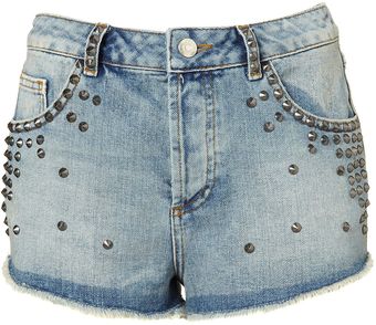 Moto Studded Hotpants - Lyst