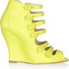 Oscar De La Renta Dakota Brushed Leather Wedge Sandals in Green (chartreuse) - Lyst