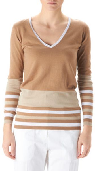 Patrizia Pepe Top in Beige (beige white stripes) - Lyst