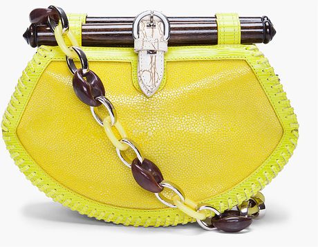 Proenza Schouler Tiki Clutch Stingray in Yellow (green) - Lyst