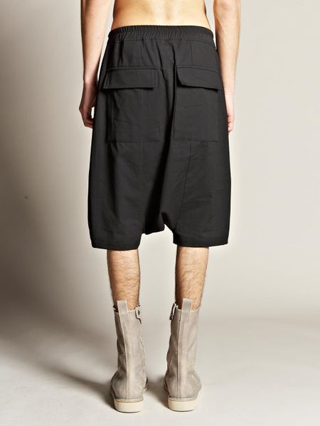 Rick Owens Mens Pod Drop Crotch Shorts in Black for Men - Lyst