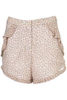 Topshop Floral Frill Pocket Shorts - Lyst