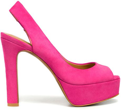 Zara Suede Slingback in Pink (white) - Lyst