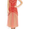 Alberta Ferretti Beaded Silkchiffon and Tulle Dress in Pink (coral) - Lyst