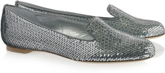 Alexander McQueen Sequined Leather Loafers - Lyst