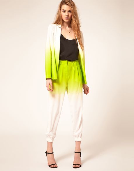 Asos Collection Asos Ombre Trouser with Elastic Cuff in Green (ivorygreen) - Lyst