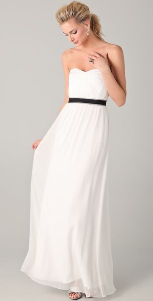 BCBGMAXAZRIA Amber Strapless Cascade Gown - Lyst