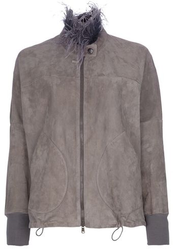 Brunello Cucinelli Ostrich Neck Jacket - Lyst