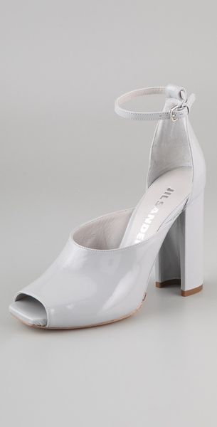 Jil Sander Open Toe Heels in Gray (grey) - Lyst