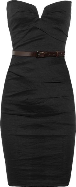 La Petite Salope Strapless Stretch Linen Blend Dress in Black - Lyst