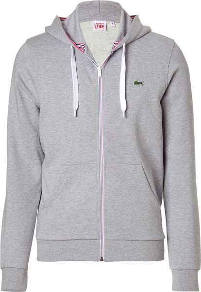 Lacoste Silvergrey Melange Zip Hoodie Jacket in Gray for Men (silver) - Lyst