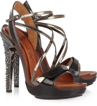 Lanvin Opanca Crystal Embellished Leather Sandals - Lyst