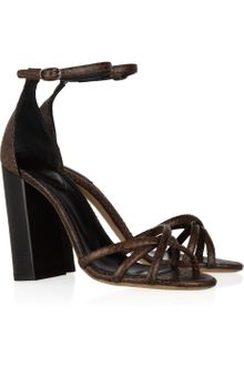 Chloé Stacked Heel Python Sandals - Lyst