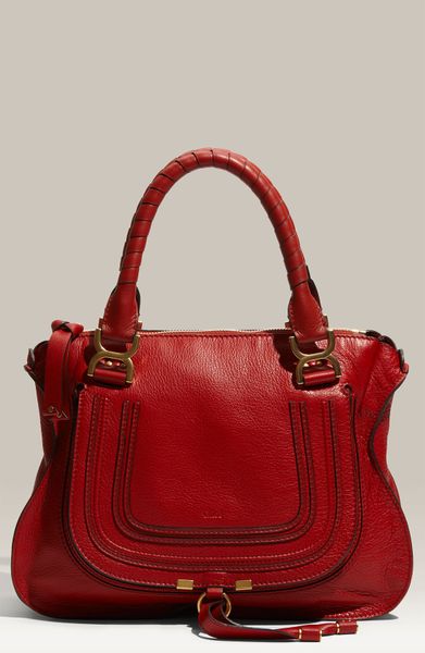 Chloé Marcie Medium Calfskin Shoulder Bag in Red (ruby) - Lyst