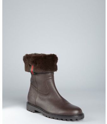  Chocolate Leather and Rabbit Fur Boots 