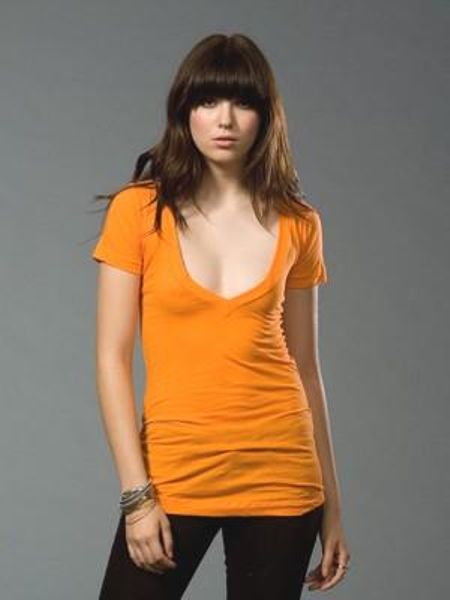 Lna Lna Deep V Tee Shirt in Red (poppy) - Lyst