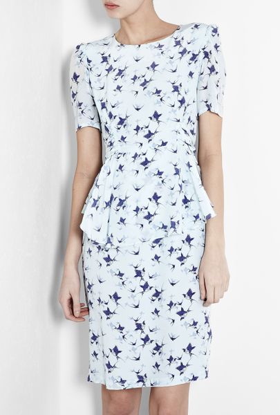 Project D By Dannii And Tabitha Phoebe Blue Bird Peplum Dress in Blue - Lyst