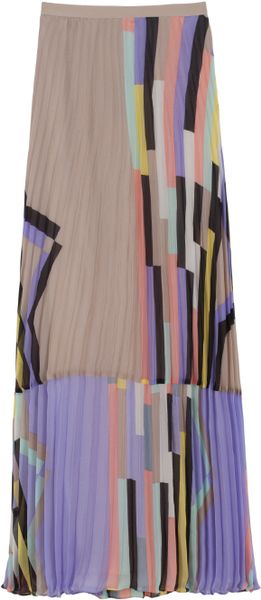 Tibi Pleated Print Maxi Skirt in Multicolor - Lyst