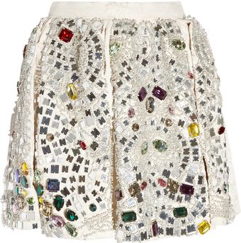 Dolce & Gabbana Crystal Embellished Jacquard Skirt - Lyst