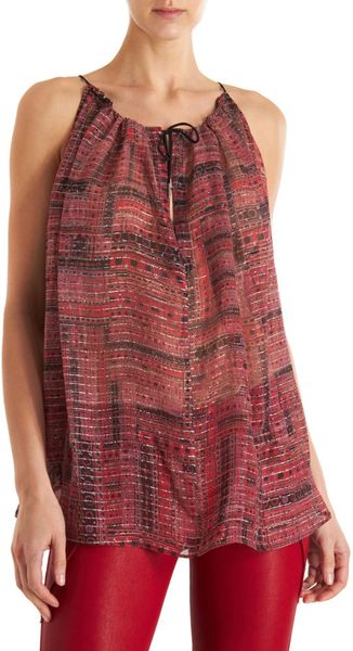 Isabel Marant Lurex Stripe Sleeveless Blouse in Red - Lyst