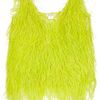 Oscar De La Renta Feathered Silk Top in Yellow (chartreuse) - Lyst