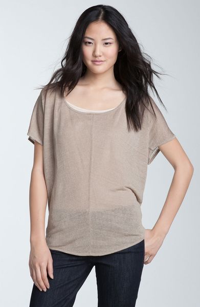Trouvé Drop Stitch Back Sheer Top in Khaki (khaki canvas) - Lyst