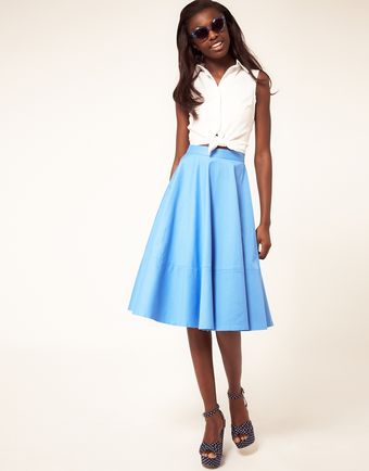 ASOS Collection Fit And Flare Midi Skirt - Lyst