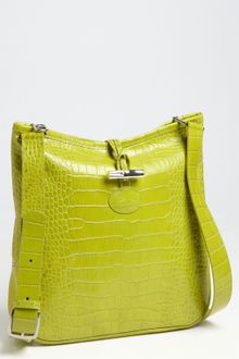 Longchamp Roseau Croc Embossed Crossbody Bag - Lyst