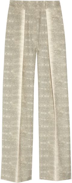  Lizard Print Wool-Crepe Pants 