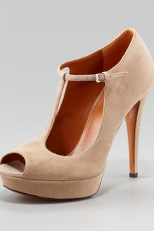Gucci Suede Tstrap Pump - Lyst
