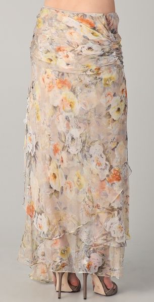 Haute Hippie Floral Maxi Skirt in Brown | Lyst