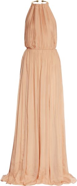 Just Cavalli Pleated Silkchiffon Gown in Pink (blush) - Lyst