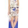 Vera Wang Eyelet Stretchsilk and Printed Crepe Peplum Top in White - Lyst