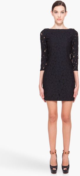 Diane Von Furstenberg Black Sarita Lace Flower Dress in Black - Lyst