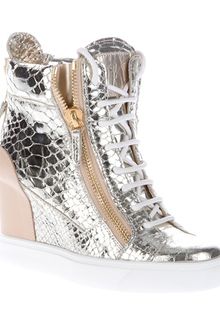 Giuseppe Zanotti Metallic Leather Sneaker - Lyst
