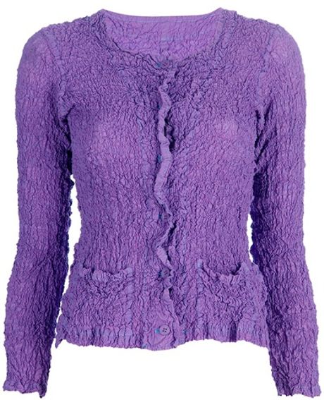 Issey Miyake Cauliflower Wrinkled Cardigan in Purple - Lyst