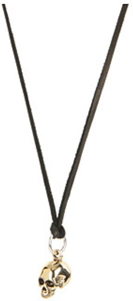 King Baby Studio Small Alloy Hamlet Skull Pendant On Leather Cord - Lyst