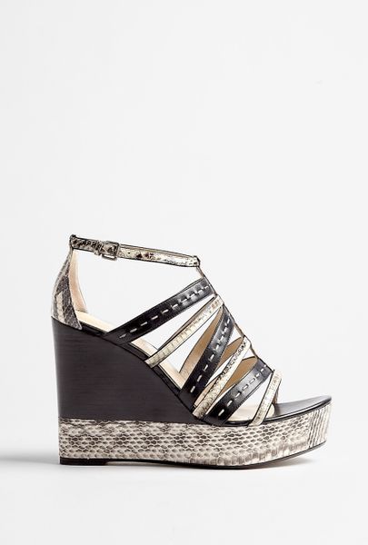 Kors By Michael Kors Cardwell Snake Wedge Sandal in Black (snake) - Lyst