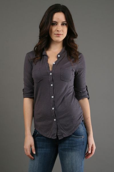 Michael Stars Front Button Down Shirt in Oxide in Blue - Lyst