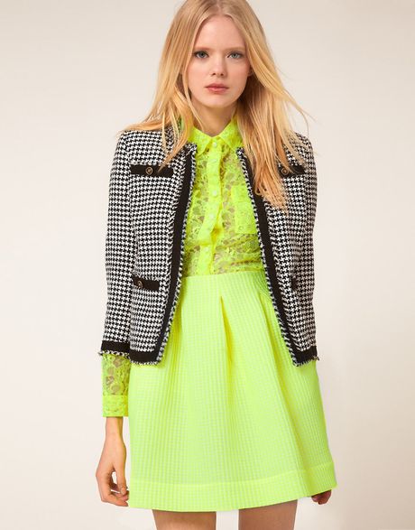Msgm Msgm Short Tweed Jacket in Black (blackwhite) - Lyst