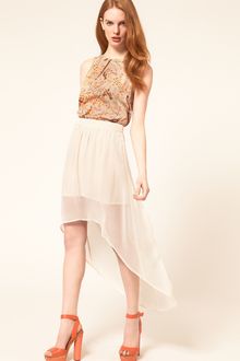 Oasis Dipped Hem Chiffon Skirt - Lyst